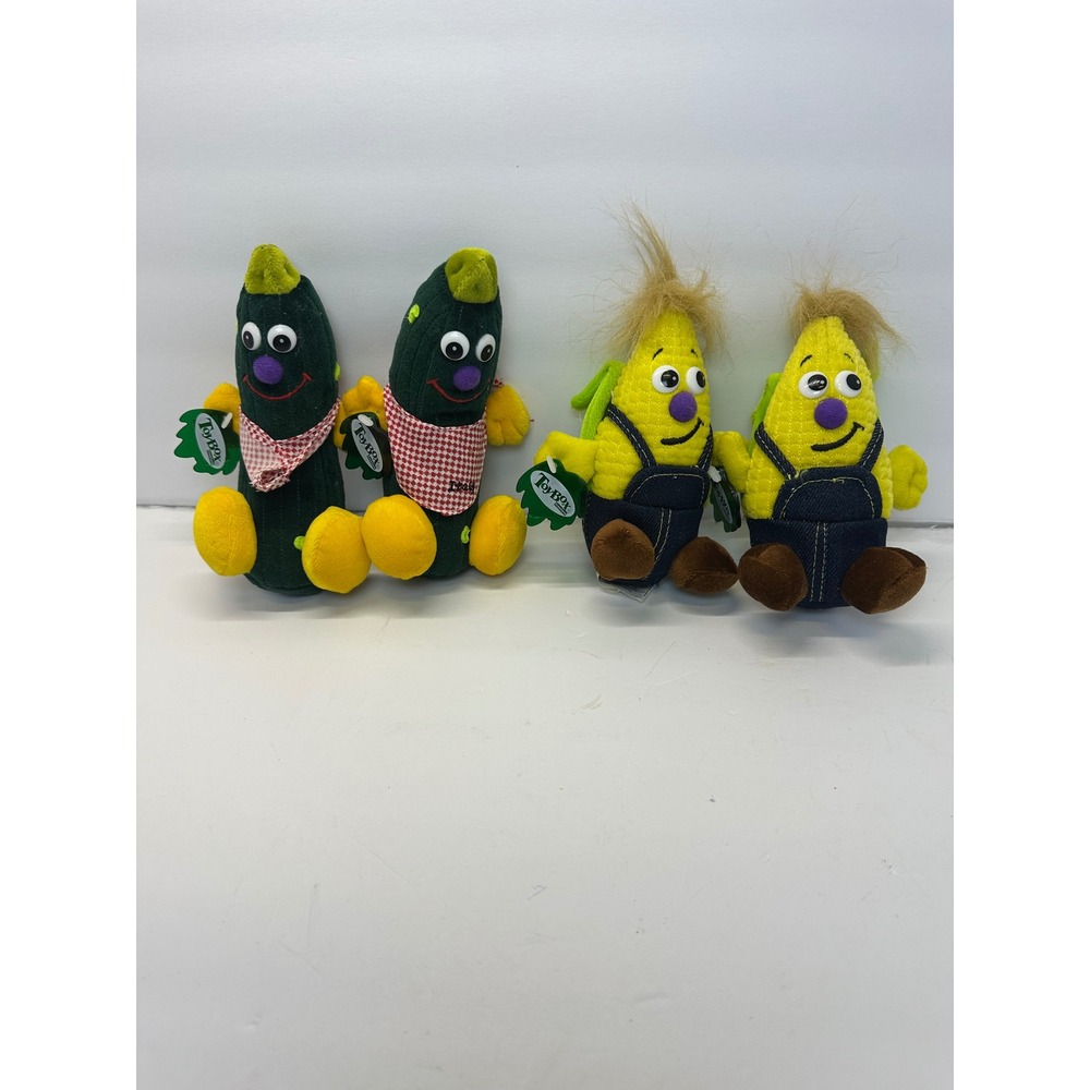 ToyBox Creations Vintage Plush Vegetable Lot Cucumber Corn Set of 4 NWT